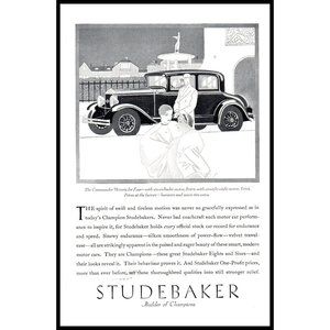 1929 Studebaker Commander Victoria Vintage Print Ad Art Deco Women Wall Art